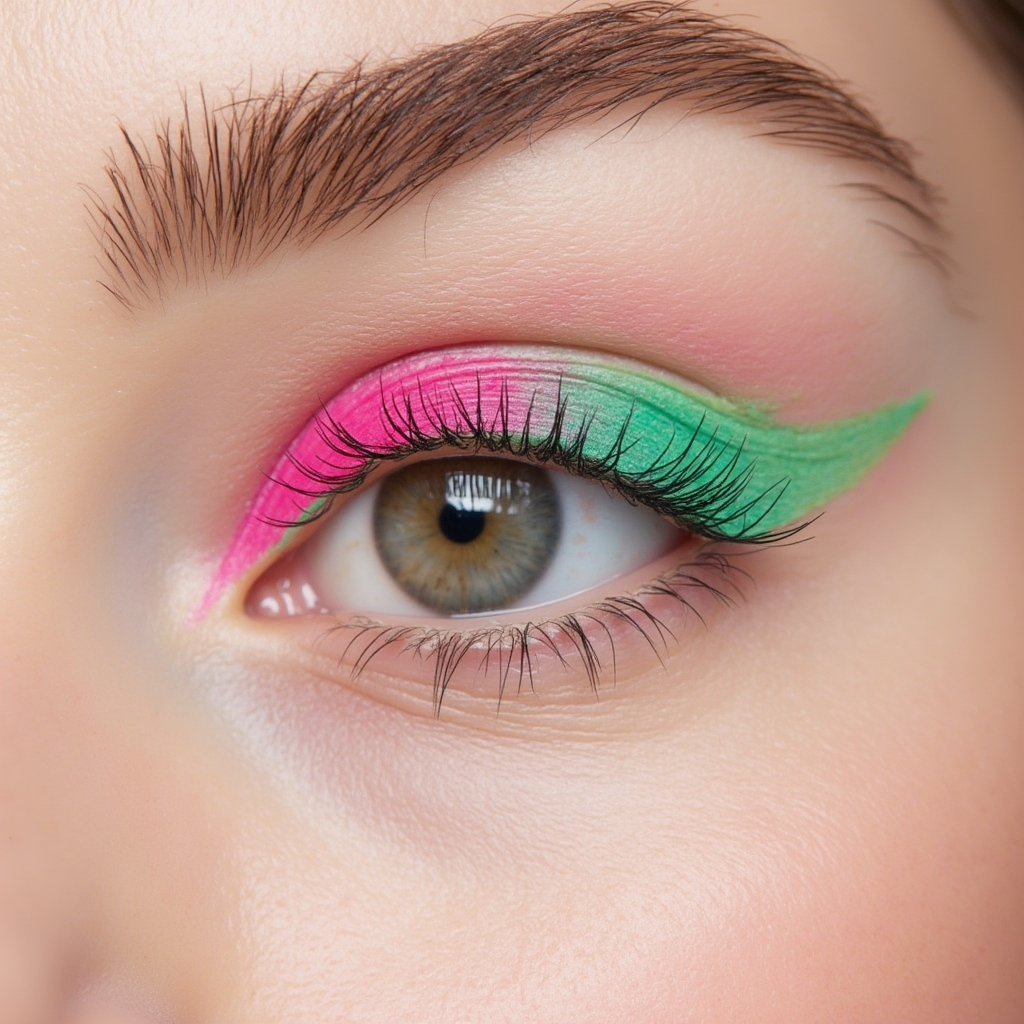 pink and green mascara